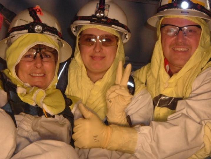 Hanford RCTs
Marie Williams, Sheila Moseley and Jeff Powell took a break from an overhead survey corridor 19 of N Reactor to pose for this photo.
