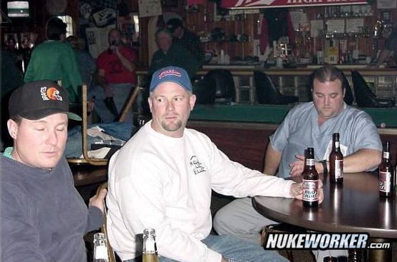 Smitty, Jim and Tom Relaxing after Work at Wendels
Keywords: Braidwood Nuclear Power Plant