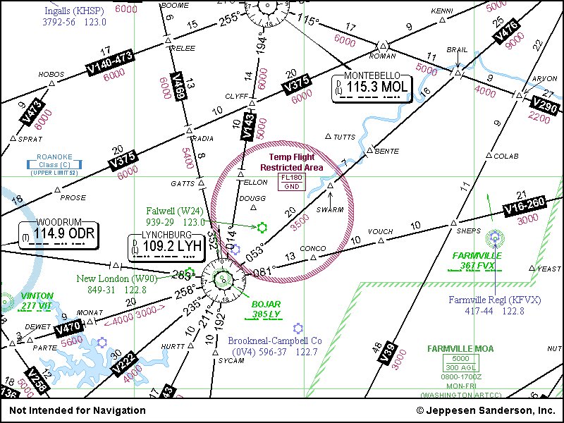 BWXT, Lynchburg, VA. Map
BWXT - 5 miles E of Lynchburg, VA.

FAA has issued a NOTAM (FDC 1/1980) prohibiting all General Aviation flights within a 10 nautical mile radius and below 18,000 feet of numerous nuclear sites throughout the United States.
Keywords: BWXT, Lynchburg, VA.