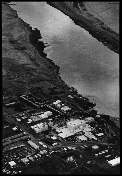 Hanford n-Reactor
The graphite-moderated N-Reactor makes plutonium for the U.S. Nuclear arsenal. It, and the Savannah River Plant's reactors, are the only reactors creating plutonium for use in American nuclear weapons. The Hanford reactor, unlike those at the Savannah River Plant, also produces electricity for commercial use and so is referred to as a "dual-purpose" reactor. Richland, Washington. November 15, 1985.
Keywords: Hanford Reservation, Richland, Washington