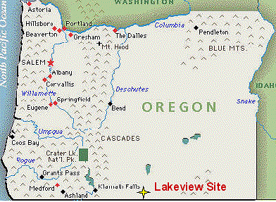 The Lakeview mill site is located about one mile northwest of the City of Lakeview in Lake County, Oregon, and immediately west of U.S. 395. It is in a broad valley north of Goose Lake.
Uranium deposits were discovered in south-central Oregon in the mid 1950s within the Basin and Range geological province. The deposits appear to be remnants of what possibly were once more extensive mineralized zones in essentially flat-lying host rock strata. The deposits possibly were formed by low temperature/low pressure hydrothermal action in an intensely altered tuffaceous host rock capped by a nonporous clay layer. The host rock occurs in a thick sequence of pyroclastic rocks, volcanic sediments, and lake-bed sediments interspersed with andesitic volcanic flows of Pliocene-age. Individual ore deposits are up to 150 feet in thickness, and ore was explored to a depth of 600 feet below the surface. Shallow ore consists principally of secondary uranium minerals and the deeper ore of coffinite associated with base-metal sulfide minerals. Steeply dipping and cross-cutting normal faults have cut the ore-bearing Pliocene sequence into large blocks that are displaced and tilted.
Keywords: Lakeview UMTRA