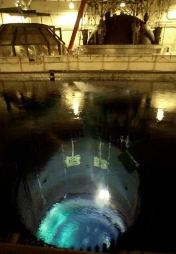 Perry Nuclear Power Plant
The open reactor vessel glows blue, bottom, with the dome, top, removed for fueling at the Perry nuclear power plant in North Perry, Ohio.
Keywords: Perry Nuclear Power Plant Perry Nuclear Power Plant