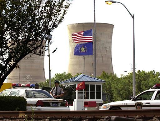 Three Mile Island
Pennsylvania State Police cars are parked at the front gate of Three Mile Island nuclear power plant in Middletown, Pa., Wednesday, Sept. 11, 2002, to assist National Guardsmen and private security in protecting the plant. This is the first anniversary of the Sept. 11 terrorist attacks. 
Keywords: Three mile Island Nuclear Power Plant (TMI) near Harrisburg Pa in Middletown Penn