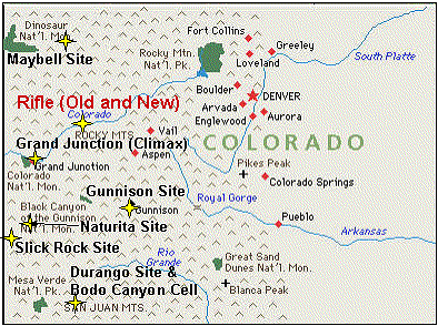 The Rifle (Old and New) Mill sites are located near the town of Rifle in Garfield County, Colorado.
