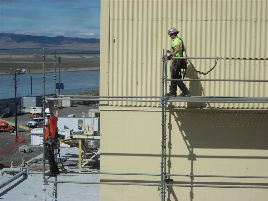 Brandon and Pete
Brandon Bell and Pete Kinsey building the scaffold, west side of the 105N bldg.
