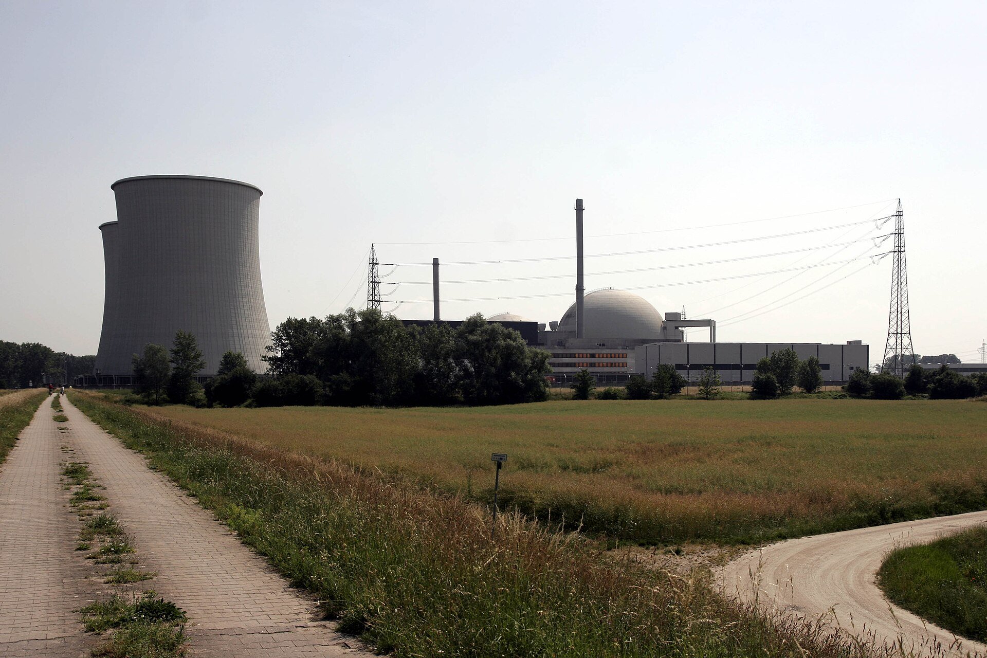 Biblis cooling tower across open fields