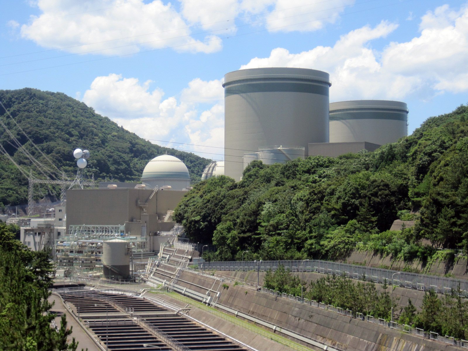 Takahama two domes on a wooded hillside