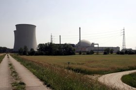 Biblis cooling tower across open fields