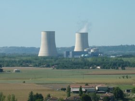 Golfech plant seen across distant fields