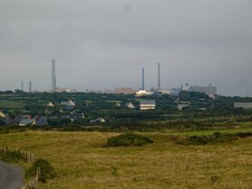 La Hague plant buildings and stacks across fields